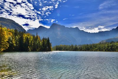 Scenic view of lake against sky