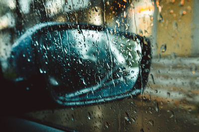 Raindrops on car window