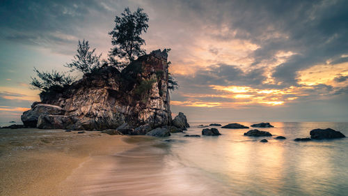 Scenic view of sea against sky during sunset