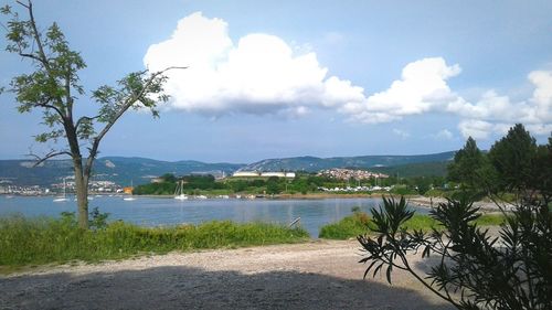 Scenic view of lake against sky