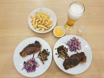 High angle view of food on table