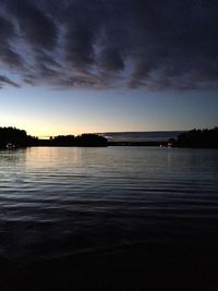 Scenic view of lake against sky at sunset