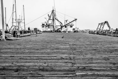 View of harbor against clear sky