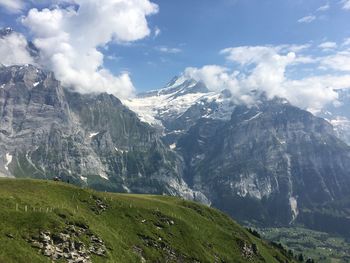 Scenic view of mountains against sky