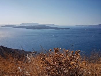 Scenic view of lake against clear sky