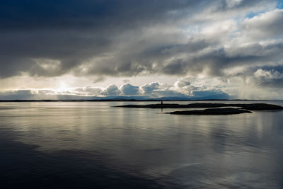 Scenic view of sea against cloudy sky