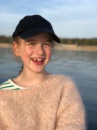 Portrait of smiling man in lake