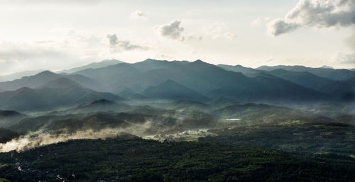 Scenic view of mountains against sky