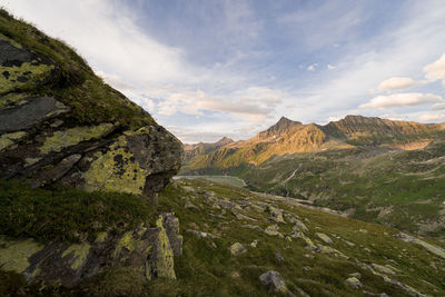 Sunset on a mountain range in the austrian alpes