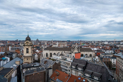 Brussels, belgium, march 17, 2023. view of brussels from the roof of the new administrative center.