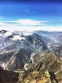 High angle view of mountain range