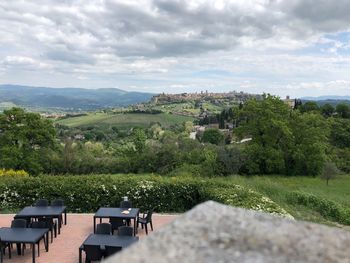 Scenic view of townscape against sky