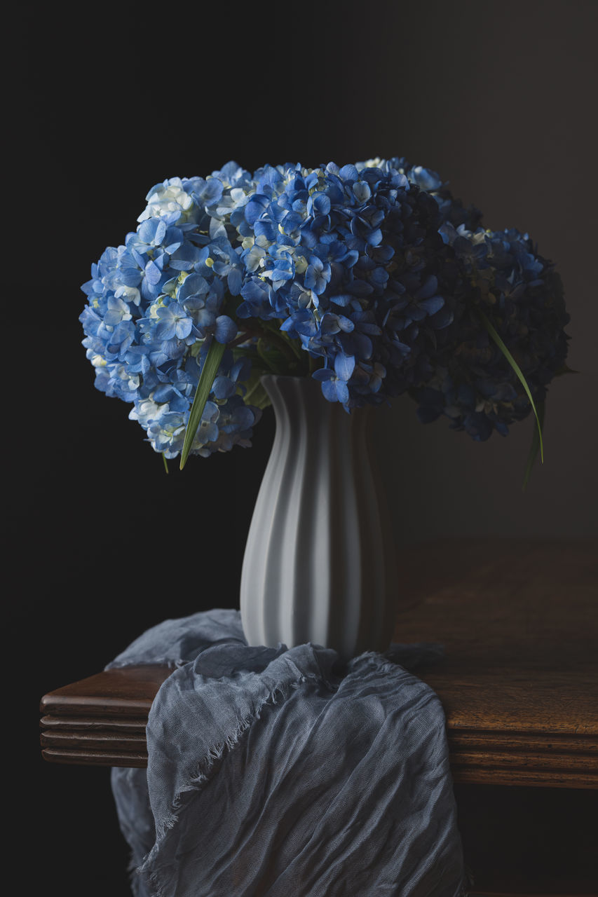 CLOSE-UP OF WHITE ROSE FLOWER IN VASE ON TABLE