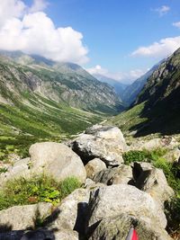 Scenic view of rocky mountains against sky