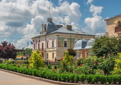 Zolochiv city council in lviv region of ukraine, on a sunny summer day