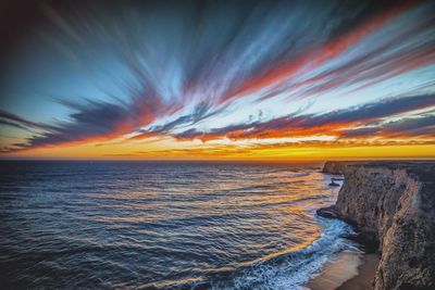 Scenic view of sea at sunset