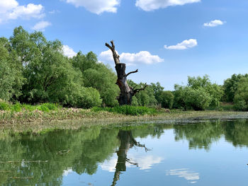 Scenic view of lake against sky