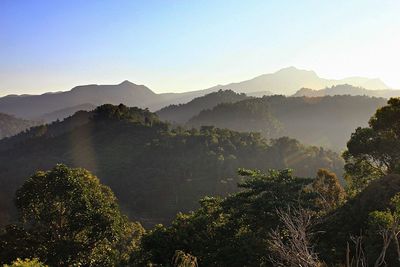 Scenic view of mountains against clear sky