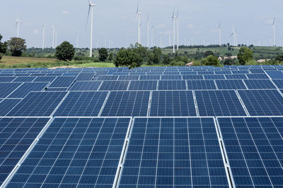 Solar panels against sky