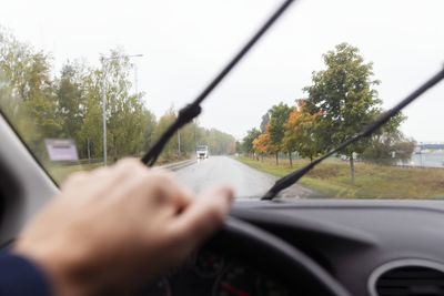 Road seen through windshield