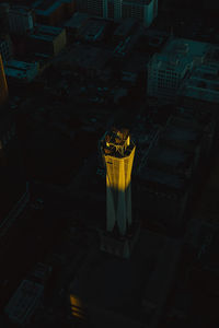 Aerial view of city at night