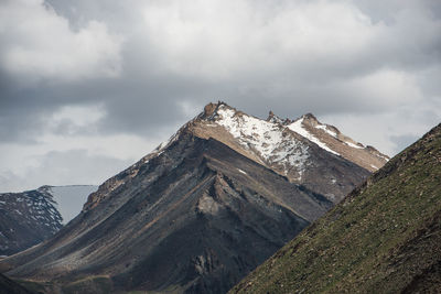 Low angle view of mountain range against sky