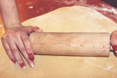 Close-up of person preparing food