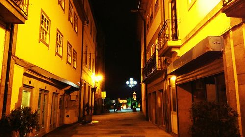 Illuminated building at night