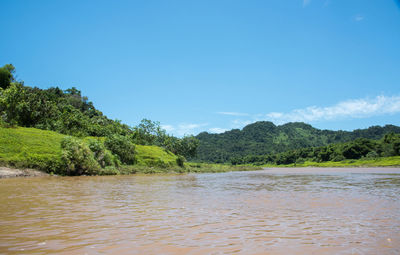 Scenic view of river and trees against sky