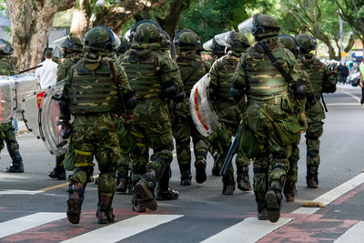 Brazilian army soldiers during military parade in celebration of brazil independence 