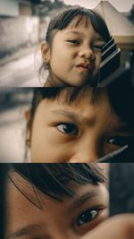 Close-up portrait of a girl looking away