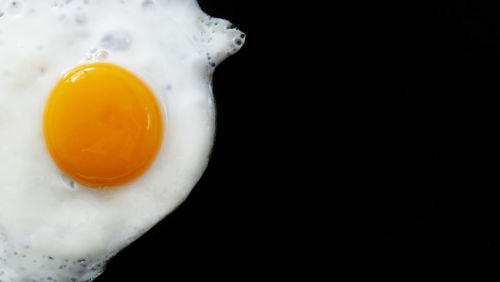 Close-up of egg on black background
