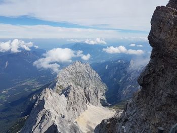 Panoramic view of landscape and mountains against sky