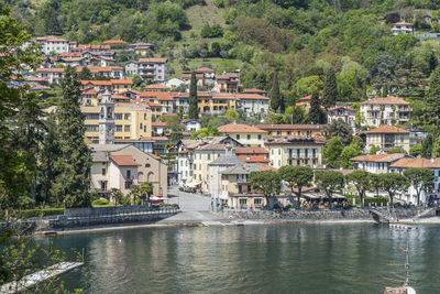 High angle view of lenno in the lake como