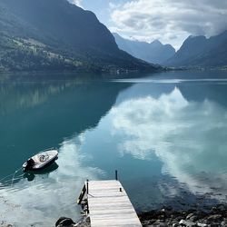 Scenic view of lake against sky