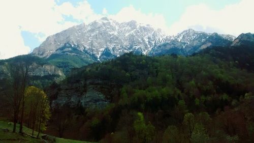 Scenic view of mountains against sky