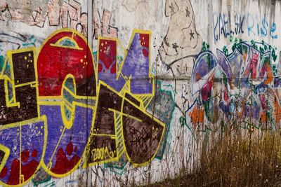 Close-up of graffiti on wall