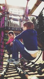 Girl playing in playground