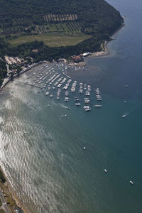 High angle view of people on beach