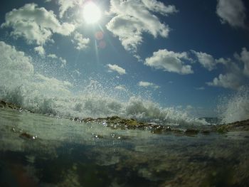 Close-up of water against sky