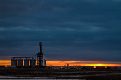 Distance shot of silos on landscape