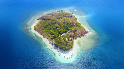 High angle view of island amidst sea