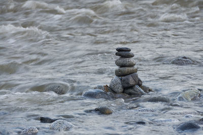 Stack of pebbles on beach