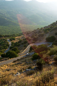 High angle view of landscape against sky