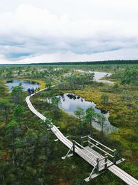 Scenic view of sea against cloudy sky