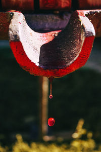 Close up of wine cask spout