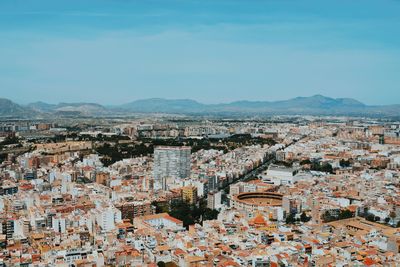 High angle view of townscape against sky