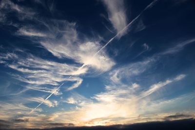 Low angle view of vapor trail in sky