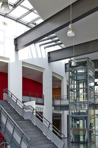 Low angle view of illuminated staircase in building