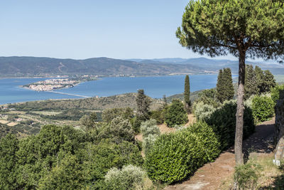 Aerial view of the lagoon of orbetello